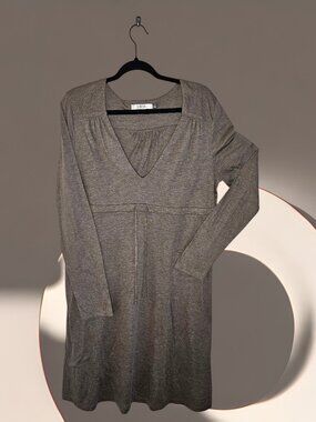 A heather brown jersey fit and flare dress